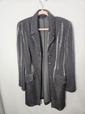 Vintage Le Chateau Silver Shimmer Long Blazer Jacket